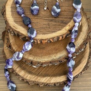 Jay King Amethyst Faceted Bead and Sterling Silver Necklace and Earring Set